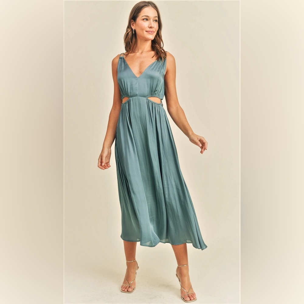 Reset by Jane Marci Dress midi cutout silk size L
